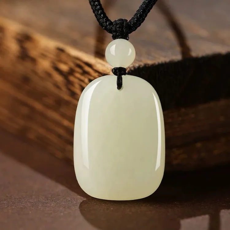 和田玉平安无事牌吊坠玉坠玉石项链女玉牌生日礼物