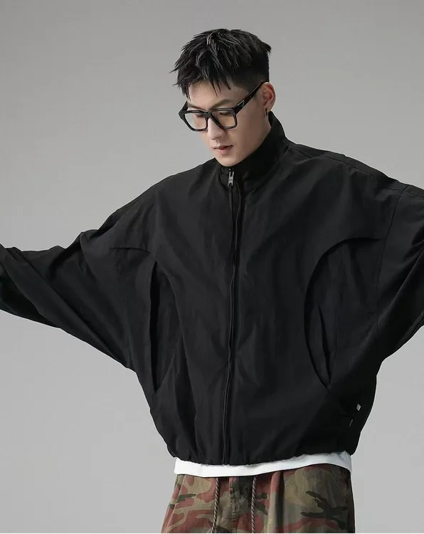 2025秋冬日系纯色休闲百搭宽松复古潮流痞帅立领短款羽绒服男款