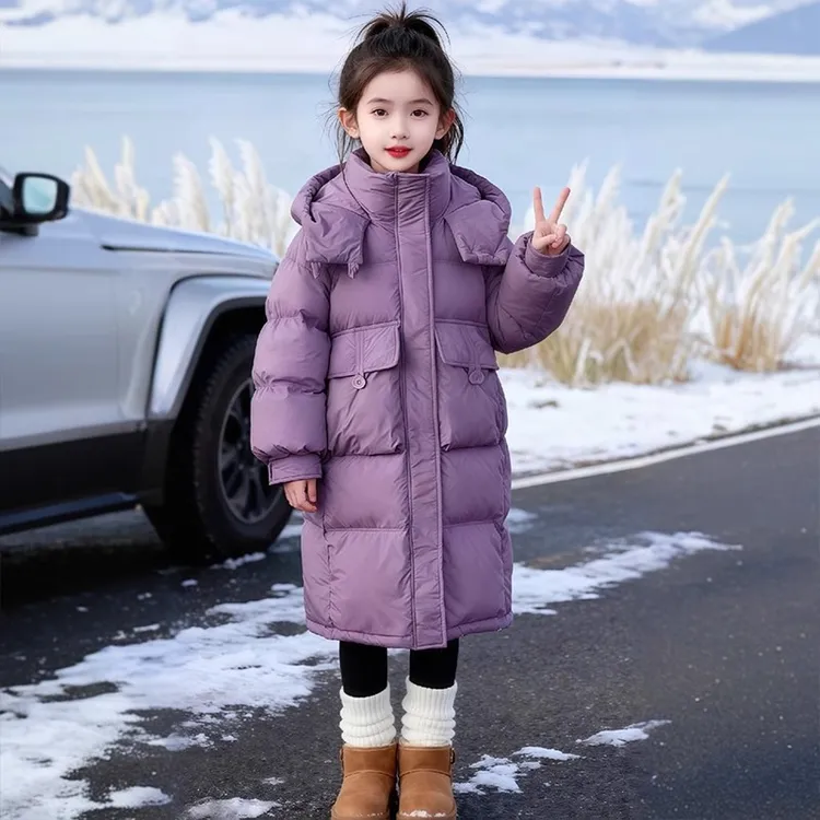 女童冬装棉衣2025新款洋气儿童中长款外套女大童冬季加厚羽绒棉服