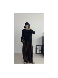 【撞色】百搭糯叽叽圆领显瘦面膜打底1291