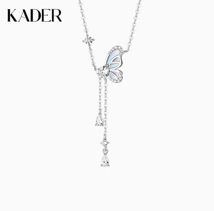 坠链均925银锆石 星夜蝴蝶项链女925银轻奢小众锁骨链