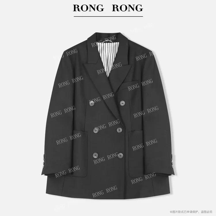 溶溶T【米兰影记】RONGRONG 羊毛混纺平驳领老钱风西装NARA-WJK270
