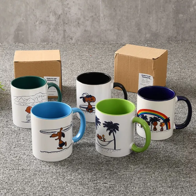 出口 可爱卡通加厚陶瓷马克杯 家用咖啡牛奶杯 办公室喝水杯