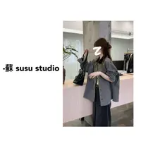 HB111韩版设计复古撞色翻领工装风衣水洗牛仔中长夹克外套
