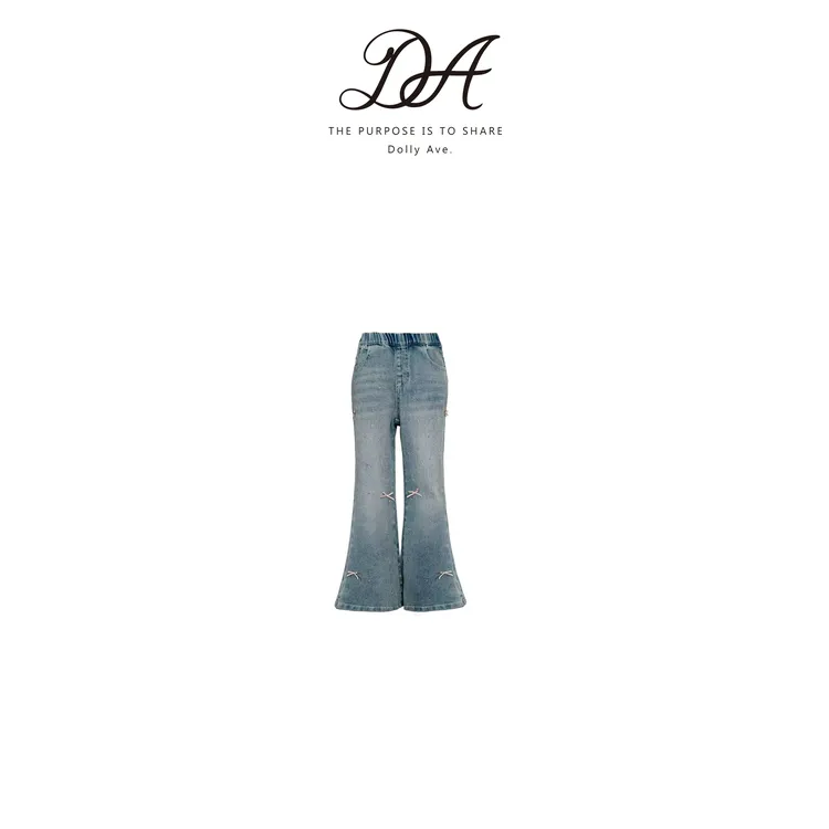 Dolly Ave 蝴蝶结牛仔  气质显腿长微喇蝴蝶结秋冬女童牛仔裤