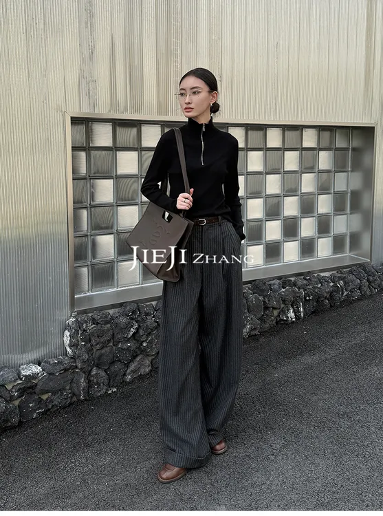 满目ManMu 【张琪专属】高级定制秋冬时尚百搭羊毛长裤350499