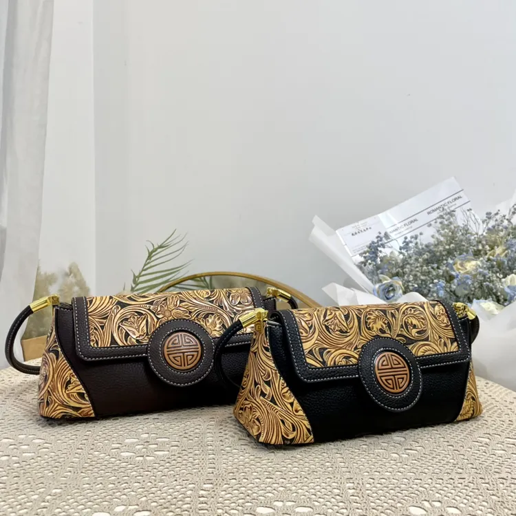 民族风唐草腌下包纯皮包