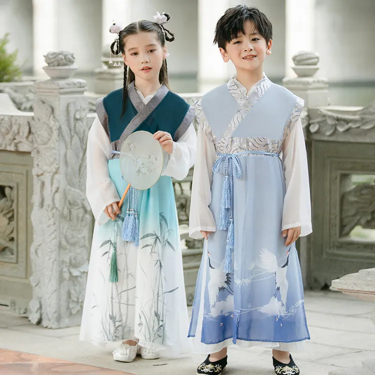 汉服男童夏儿童古装风小学生国学服夏装宝宝唐装超仙春秋
