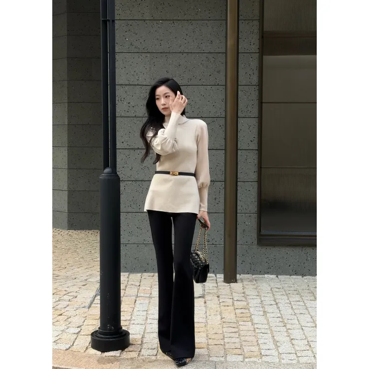 MEINA【月见铃兰】秋冬蝙蝠袖高级感米杏2025新款气质显瘦百搭毛衫