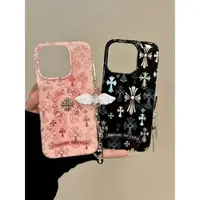 高级感ins复古点钻十字架适用iphone17promax苹果15p手机保护壳14