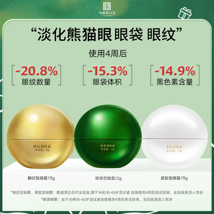 马应龙眼霜细纹紧致套组抗皱眼袋保湿黑色素修护眼霜国货