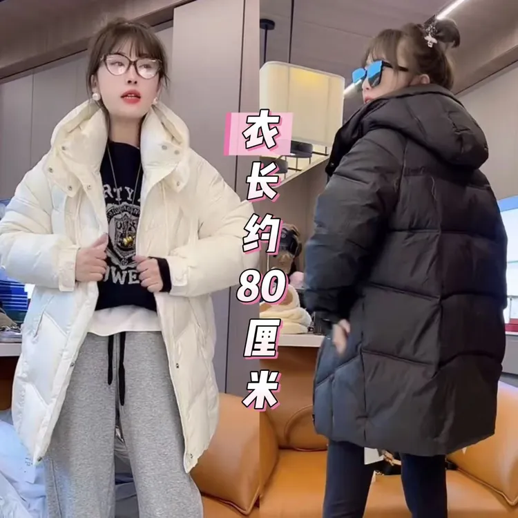 2702飘带压格净版双兜中长款厚棉服