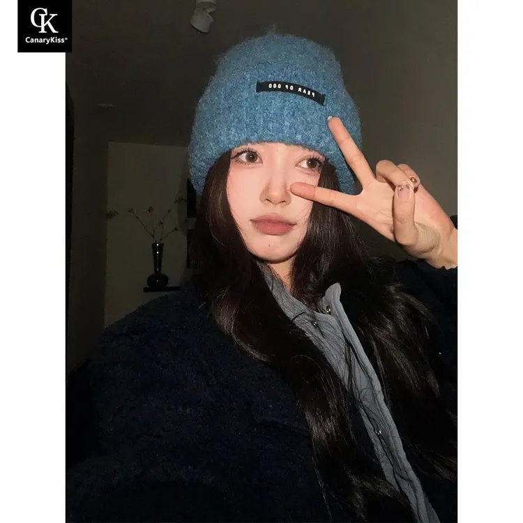 CanaryKiss宽松大版型针织帽子女秋冬毛线帽显脸小堆堆帽加厚护耳