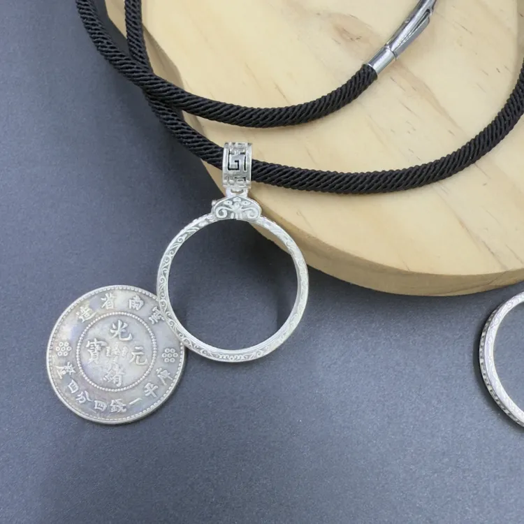 925银银制品 925纯银小银毫纯银吊坠边框镶嵌包边直径23.5mm厚1.5