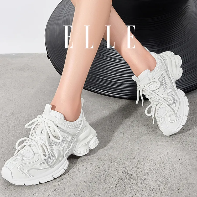 ELLE真皮老爹鞋女2025冬季新款潮流复古百搭小个子炸街轻便运动鞋