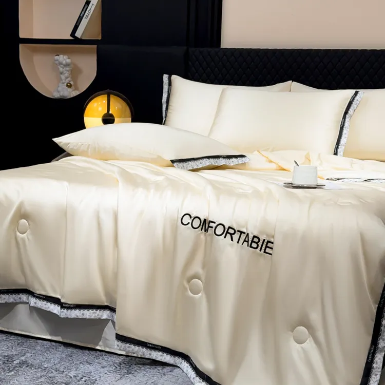 A奢夏季可机洗凉感丝夏凉被空调被刺绣冰丝薄被子宿舍单人B