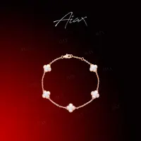 AIAX 925银 镀K金 【夏上新】简约清新经典四叶蛇年手链TSS7297