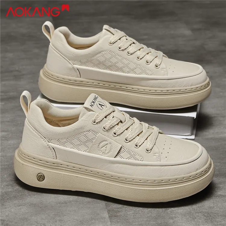 Aokang/奥康男鞋2026春季复古百搭潮鞋男生防水耐磨增高休闲板鞋商品图