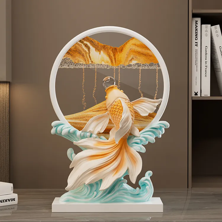 流沙画摆件年年有余轻奢高档客厅玄关电视柜酒柜装饰乔迁新居礼物