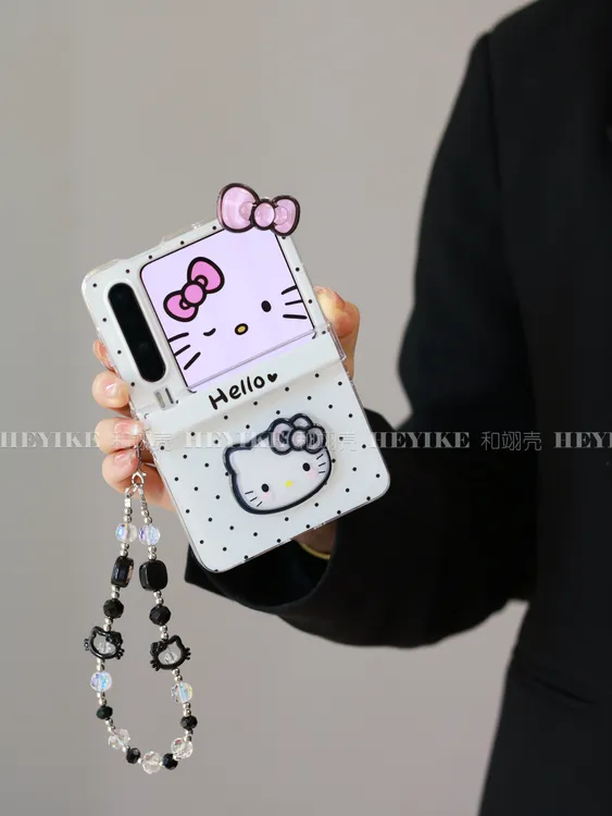 白波点KT猫适用荣耀magicvflip2手机壳华为purax中轴pocket2防摔