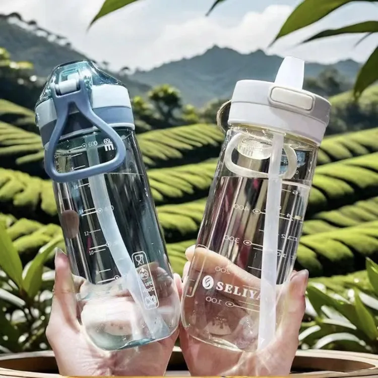 便携小清新吸管杯户外耐摔简约高颜值大容量网红防摔塑料水杯