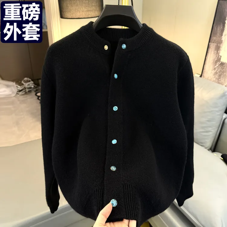 【重磅1000克】秋冬季质感针织开衫时尚休闲毛衣外套夹克外套上衣