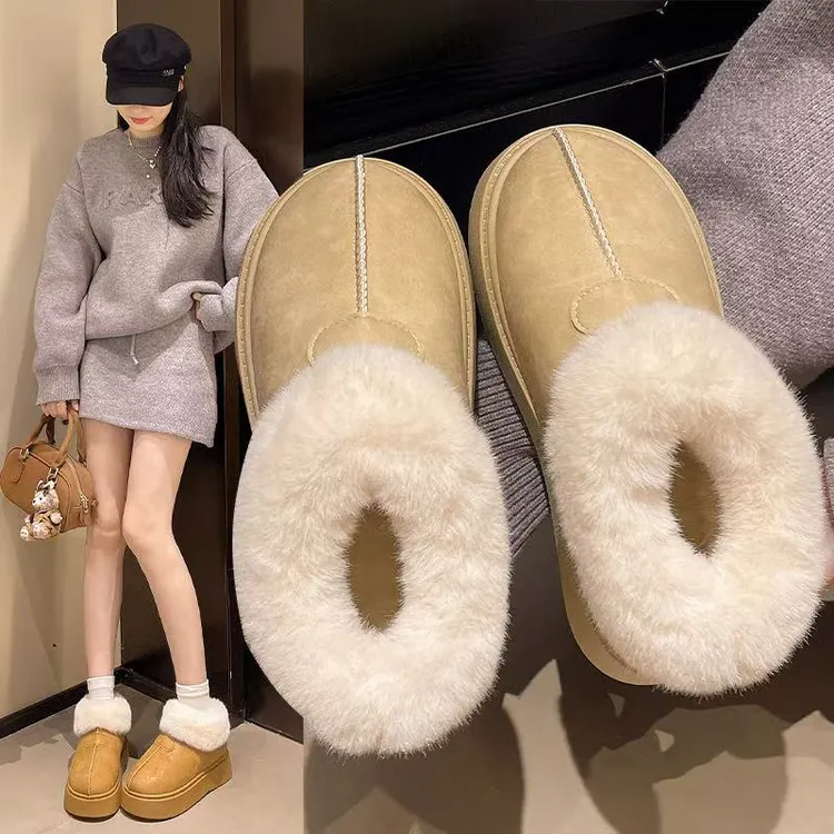 冬季保暖防滑欧美风时尚雪地靴女2025新款厚底外穿棉鞋防水短筒靴