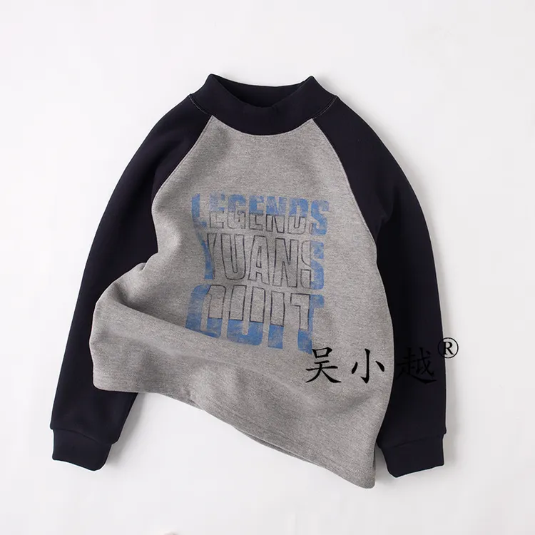 吴小越w1813男童秋冬中领加绒考拉绒韩版t恤长袖中大童儿童打底衫