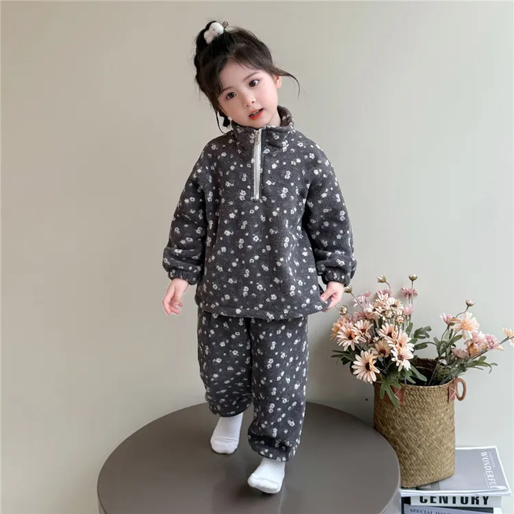 儿童睡衣女童秋冬款套装2025新款宝宝冬装空调服碎花莫代尔家居服
