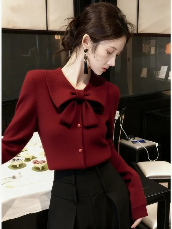 2025秋冬慵懒松弛感时尚特别洋气有气质穿搭显瘦百搭橘色毛衣上衣