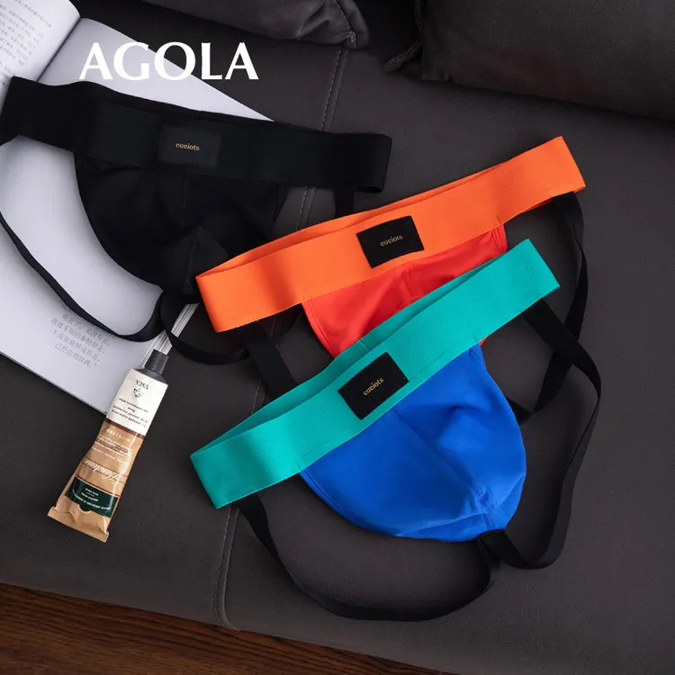 AGOLA男士三角内裤棉抑菌透气性感时尚运动男生短裤后空三角裤