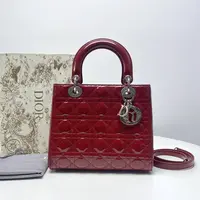99新 DIOR/迪奥 谭凯专属 Dior红漆皮戴妃包 THCN189