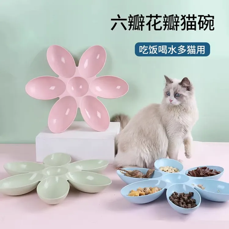 猫碗多猫花瓣食盆幼猫奶猫专用碗幼犬狗碗小猫宠物猫喂食猫咪用品
