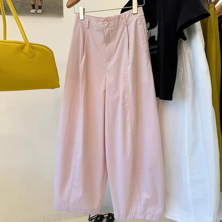 大码女装胖mm240斤夏季时尚宽松阔腿弯刀月亮裤女休闲阔腿九分裤
