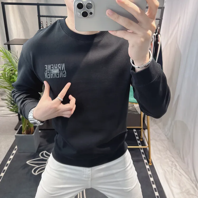 欧洲站男士宽松卫衣2025秋季字母印花潮牌圆领上衣男款小众高级感