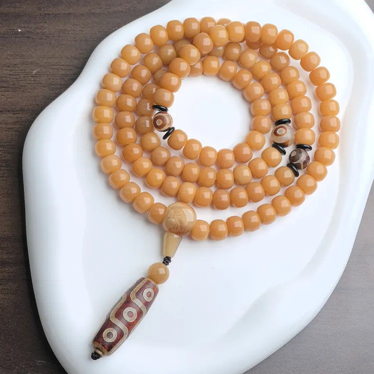 风化老料菩提根脖挂盘玩8*10尺寸文玩手串108颗