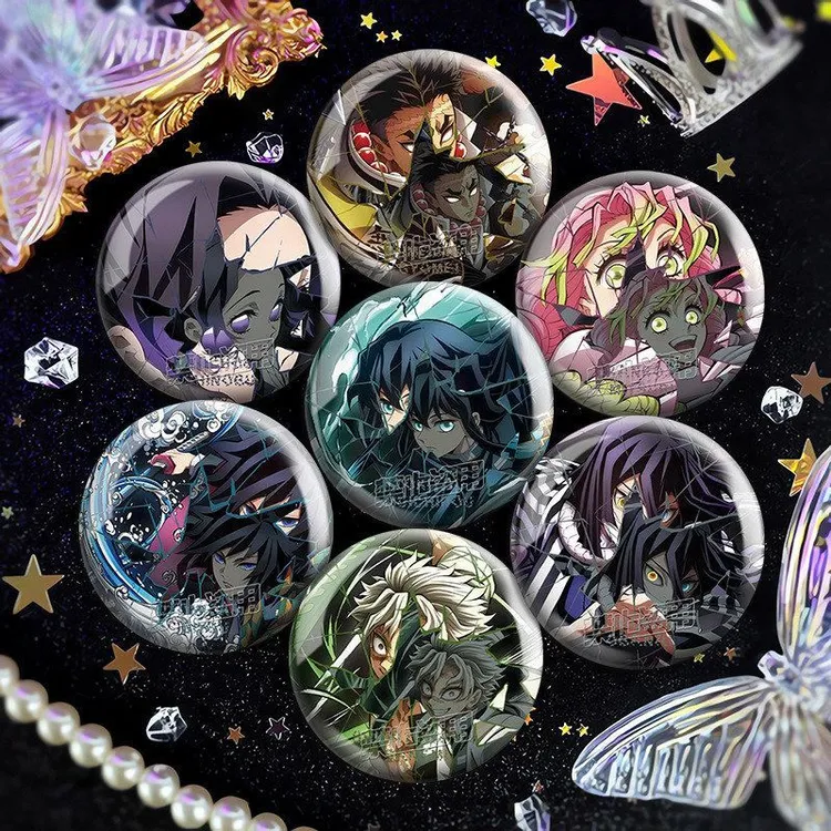 鬼灭之刃破碎反光吧唧双闪徽章九柱时透无一郞二次元动漫周边谷子