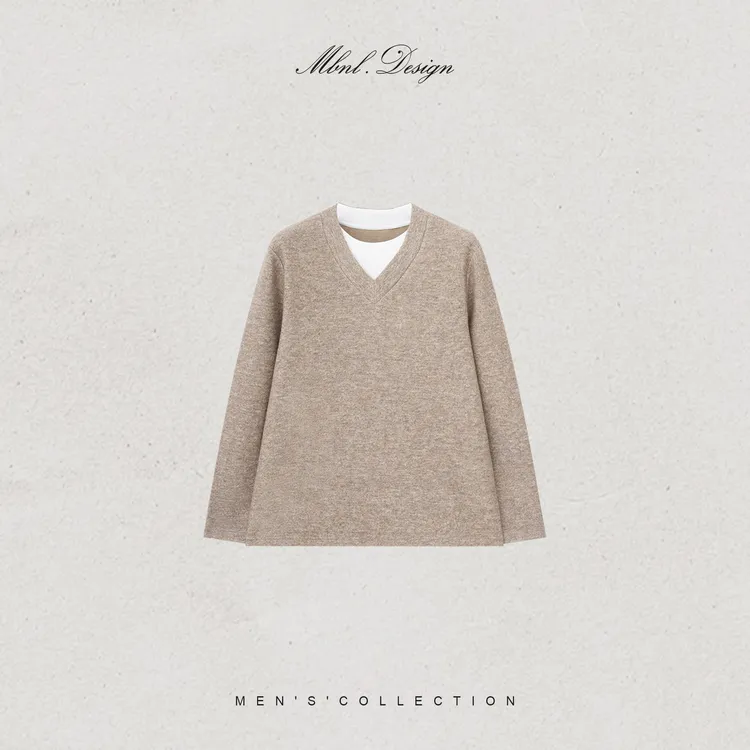 MBNL-F「V-Neck」秦磊男装羊毛定织V领白边假两件卫衣LL-SSY1231