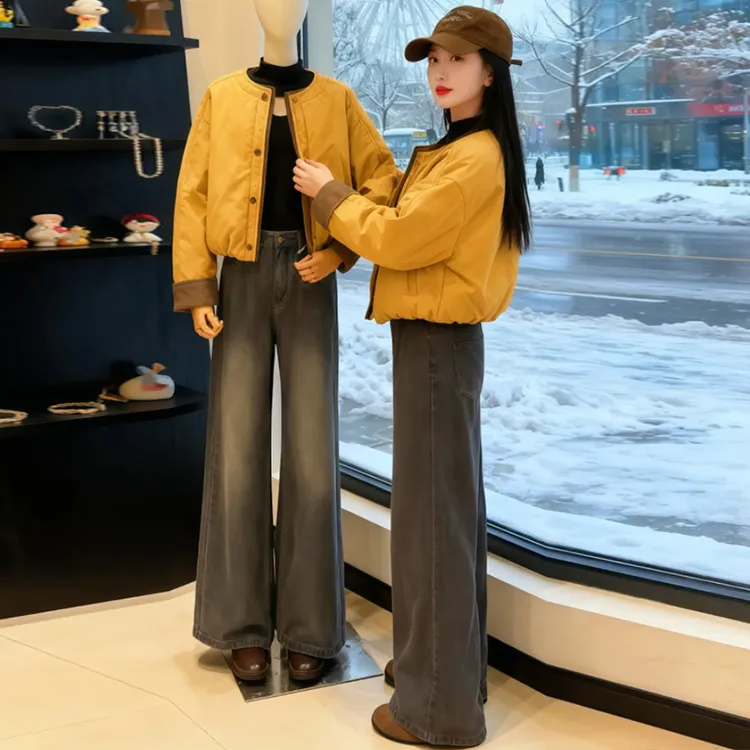 SHALLDOER【​花瓣绒语】复古氛围感奶黄棉服女2025秋冬保暖搭子外套