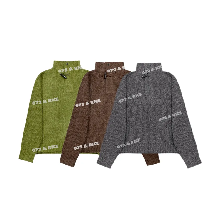 072 & RICE【牛角扣】绵羊毛 秋冬休闲半高领木扣针织衫 32LN38321