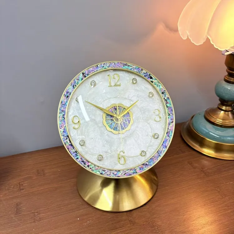 现代简约台式座钟客厅钟表摆件台钟家用轻奢金属摆钟桌面时钟坐钟