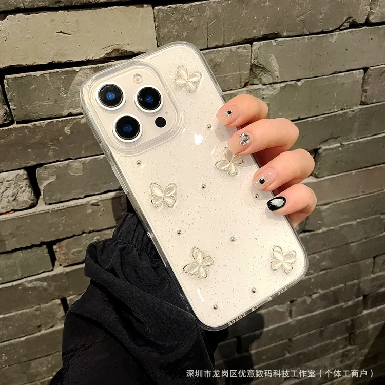 唯美ins立体滴胶蝴蝶适用OPPOreno14/13手机壳A5/A3软K12套FINDX8