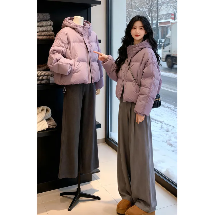 短款白鸭绒羽绒服女冬季2025新款巨好看的小个子加厚版型好面包服