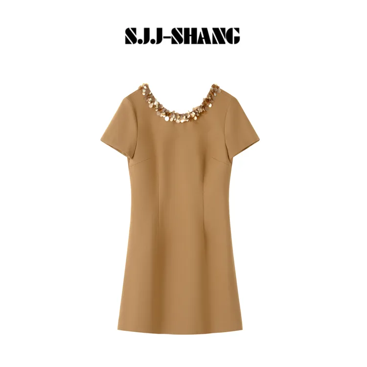 SJJ-SHANG【法奢珠片】25ss新款兰精天丝+醋酸+羊毛连衣裙q134459p