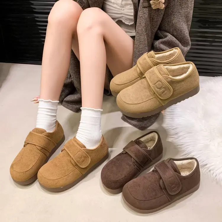 9611冬季新款加绒保暖休闲厚底舒适百搭魔术贴勃肯鞋软底