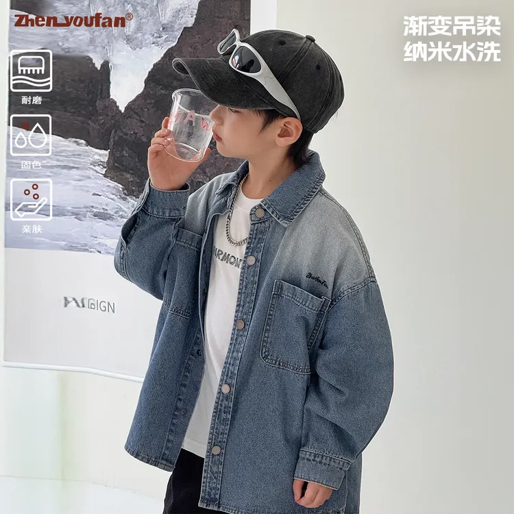 【软糯牛仔】祯有范童装男童衬衫儿童2025秋季新款水洗牛仔衬衣潮