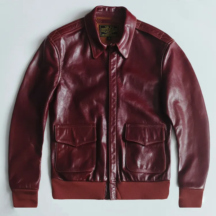 捡漏A2 马皮纯皮 皮衣男士飞行服翻领皮夹克大码外套