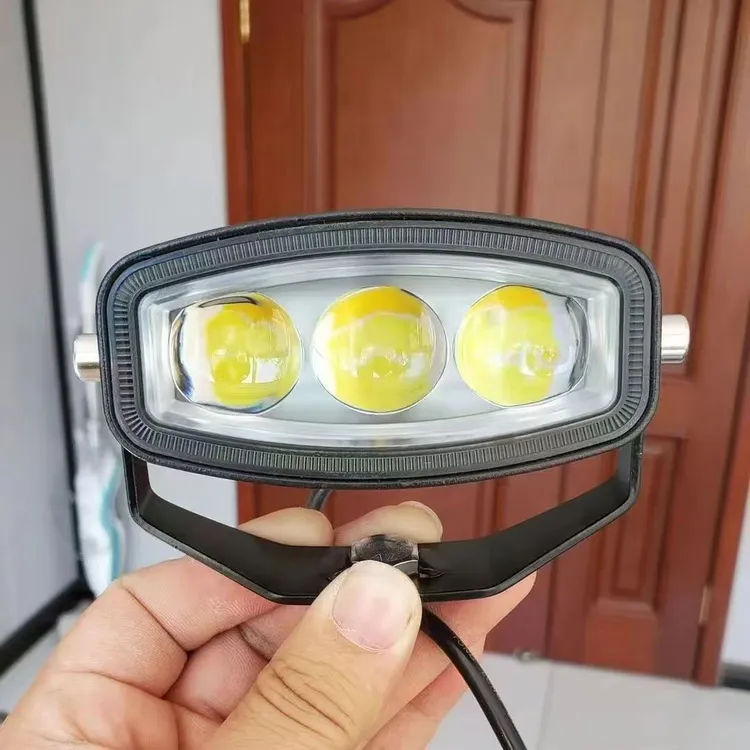 透镜三珠黄白光激光炮射灯聚光汽车远光炮越野车货车大灯雾灯中网