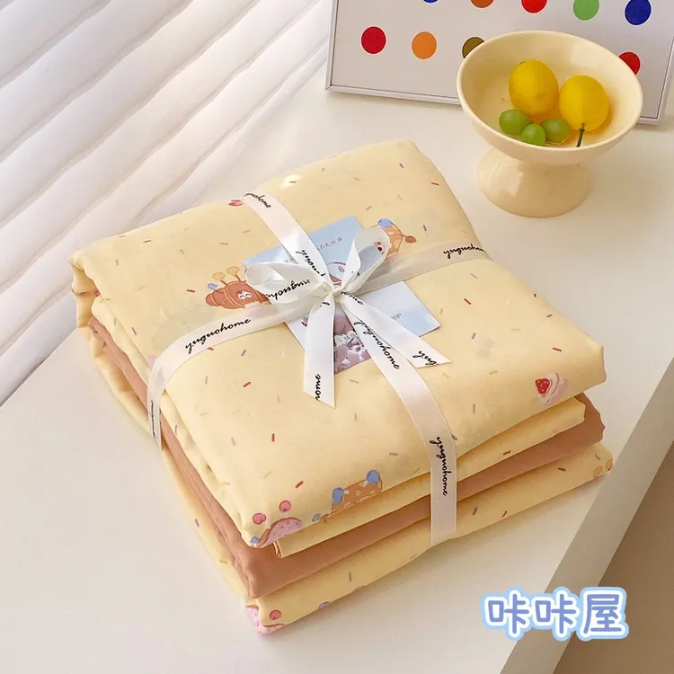 小清新全棉双层纱四件套