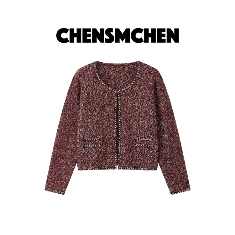 CHENSMCHEN 绵羊毛小香风针织衫女时尚优雅气质百搭外套CSM6835RH